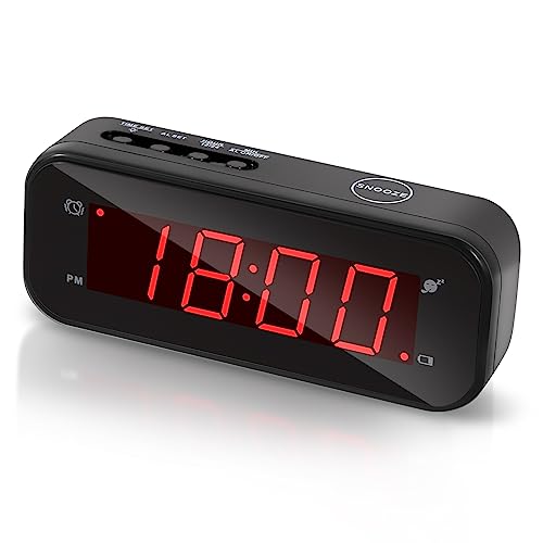 Timegyro Small Digital Clock Battery Operated, LED Travel Alarm Clock Battery Powered with Snooze, Cordless, Brightness Adjustable, 12/24Hr, Easy to Use