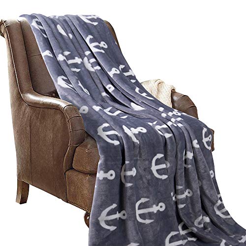 JML Flannel Blanket Sofa Couch Throw Blanket Super Soft Lightweight Microfiber Fuzzy Plush Throw Blanket Shawls and Wraps Anchor Fleece Throw for Adults,Pet,Travel,Home,Bed,Chair - Grey Anchor