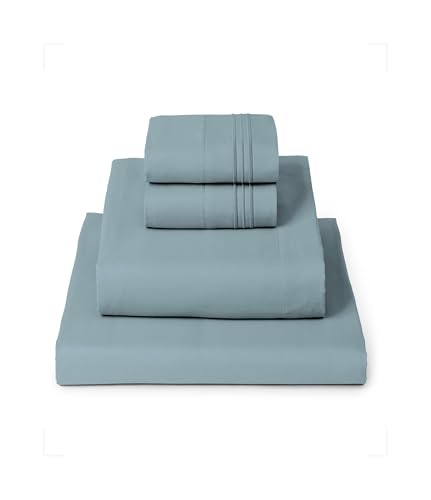 Mellanni California King Sheets Set - 4 PC Iconic Collection Bedding - Hotel Luxury, Extra Soft, Cooling Bed Sheets - Wrinkle, Fade, Stain Resistant (Cal King, Spa Blue)