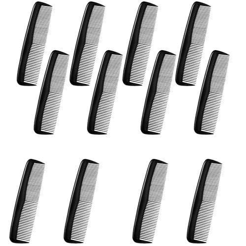 12Pcs Pocket Combs for Men and Women - Plastic Hair Combs, Black Pack for Beard, Wallet, Mustache Styling - Kids