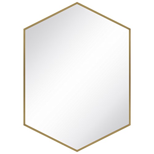 Best Choice Products Modern Hexagonal Wall-Mounted Mirror, Copper Lining