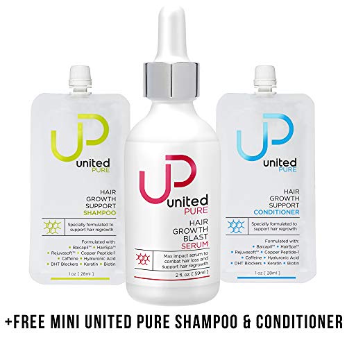 United Pure Hair Growth Serum, 2 Oz | AnaGain & 3% Redensyl | w/Capixyl, Baicapil, HairSpa, Orich-37, Pentavitin | Caffeine | Anti Hair Loss Product w/Free UP Shampoo/Conditioner Minis
