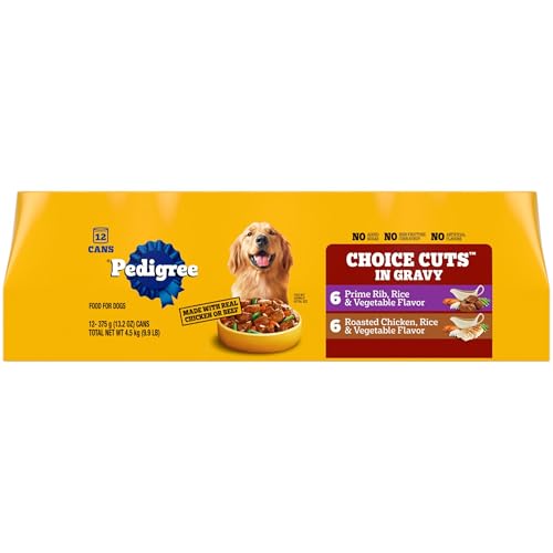 Pedigree Choice Cuts In Gravy Adult Canned Wet Dog Food Prime Rib Multipack, 13.2 oz. Cans (12 Count, Pack of 1)
