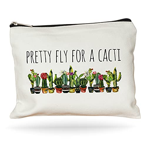 Pretty Fly For A Cacti Makeup Bag, Cactus Gift For Women, Cactus Gift, Succulent Plant Gift, Canvas Bag
