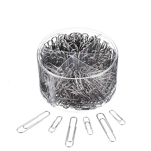 Paper Clips, OUHL 450 Pieces Silver Paperclips Assorted, Medium 28mm and Jumbo Sizes 50mm, Office Clips for Work School Home Use