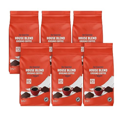by Amazon House Blend Ground Coffee, Medium Roast 1.36 kg (6 Packs of 227g)