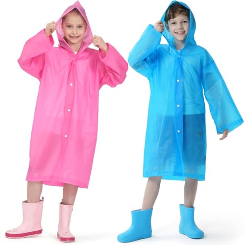 Opret Portable Kids Children Rain Poncho Reusable Raincoat with Hoods and Sleeves Durable Lightweight and Perfect for Outdoor Activities