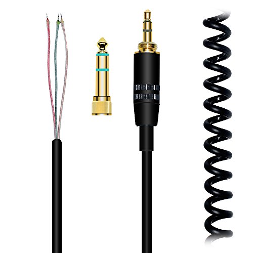 Alitutumao Coiled Repair Cable Replacement Spring Cord with Gold Plated Connectors Compatible with Sony ATH-M50 ATH-M50s MDR-7506 7509 MDR-V6 V6 V600 V700 V900 Headphones 1/4-inch Adapter Included