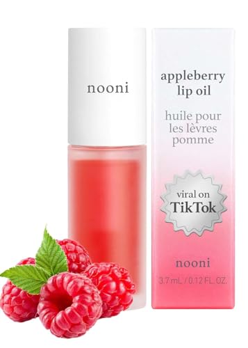 NOONI Korean Vegan Lip Oil - Appleberry | Lip Stain, Gift, Long-Lasting, Enduring Wear, Moisturizing, Hydrating, Plumping, Enhances Fullness, Revitalizing for Dry Lips, Travel-Friendly, Mother's Day, Mother's Day Gifts, Waterproof, No Peel Off, Korean Lip Tint, Vegan, 0.12 Fl Oz