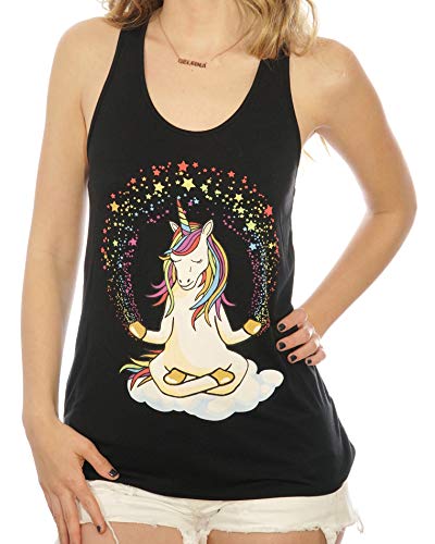 Shop Delfina Meditating Unicorn Yoga Namaste with Rainbow Women's Tank Top