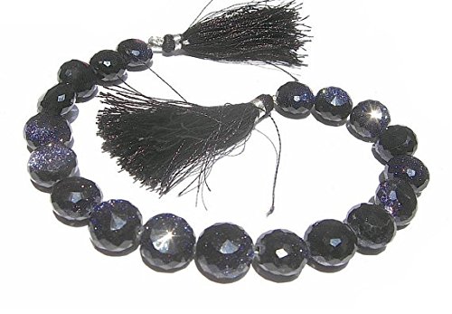 13 inch Natural Beads Strand of 11x11mm Faceted Coin Blue Goldstone Gemstone briolletes Beads for DIY Jewelry - Necklace, Bracelet, Earring, Ring.