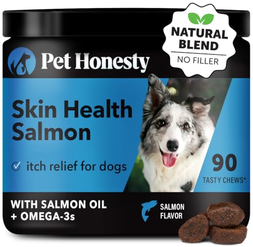 Pet Honesty Salmon Skin Health - Omega 3 Fish Oil For Dogs, Natural Salmon Oil For Dogs Chews for Healthy Skin & Coat, May Reduce Normal Shedding for Sensitive Skin, Dog Fish Oil Supplements - (90 Ct)