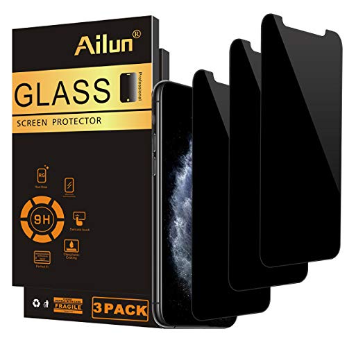 Ailun Privacy Screen Protector Compatible with iPhone 11 Pro/X/Xs 5.8 Inch 3Pack Anti Spy Private Case Friendly,Tempered Glass [Black]