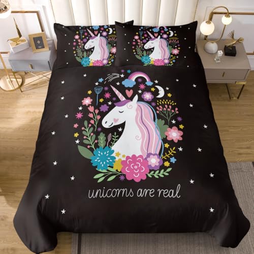Sleepwish Parure de lit 3 pièces Motif licorne Full 1