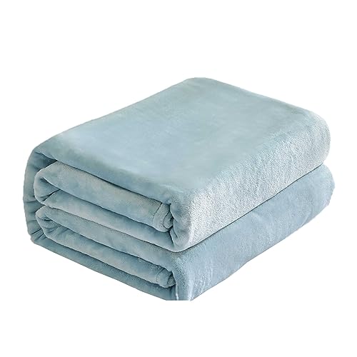 Kingole Flannel Fleece Microfiber Throw Blanket, Luxury Light Blue Twin Size Lightweight Cozy Couch Bed Super Soft and Warm Plush Solid Color 350GSM (66?x90)