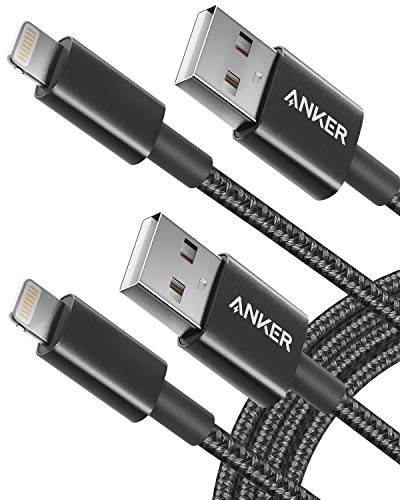 Anker 6 ft Premium Double-Braided Nylon Lightning Cable, Apple MFi Certified for iPhone Chargers, iPhone X/8/8 Plus/7/7 Plus/6/6 Plus/5s, iPad, iPad mini, and More (Black)