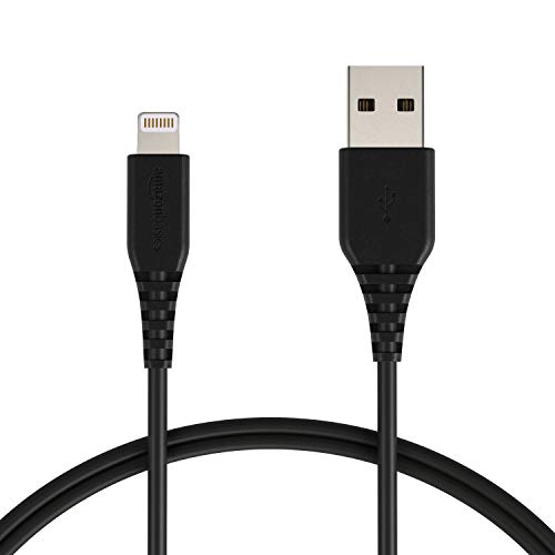 Amazon Basics Lightning to USB-A Cable, Apple MFi Certified iPhone Charger - Black, 3 Feet (0.9 m)