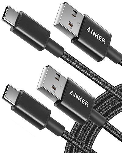 USB Type C Cable, Anker [2-Pack 6Ft] Premium Nylon USB-C to USB-A Fast Charging Type C Cable, for Samsung Galaxy S10 / S9 / S8 / Note 8, LG V20 / G5 / G6 and More(Black)