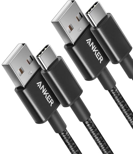 Anker USB-A to USB-C Charger Cable 2 Pack (3ft Nylon), 331 Cable, USB C to USB 2.0 Double Braided Nylon Type C Charging Cable for Samsung Galaxy S8 S8+ S9 S9+, HTC 10, Sony XZ, LG V20 G5 G6, Xiaomi 5
