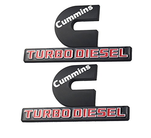 Aimoll 2pcs Cummins Turbo Diesel emblems,3D Decal Badges High Output for Ram 2500 3500 Nameplate Emblem Mopar (Black)
