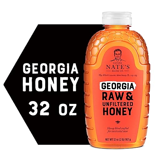 Nate's Georgia 100% Pure, Raw & Unfiltered Honey, 32 oz. Squeeze Bottle - All-natural Sweetener
