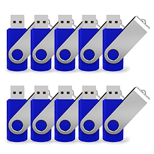 JUANWE 10 Pack 32GB USB Flash Drive USB 2.0 Thumb Drives Jump Drive Fold Storage Memory Stick Swivel Design - Blue