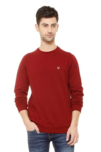 Allen Solly Men's Cotton Round Neck Sweat shirt (ASSTORGPM88973L_Maroon 19-1726 TCX_Red, Maroon_L)