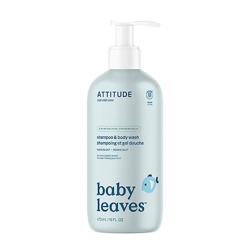 ATTITUDE Baby 2-in-1 Shampoo and Body Wash, Made in Canada, EWG Verified, Dermatologically Tested, Vegan, Good Night, 473 mL