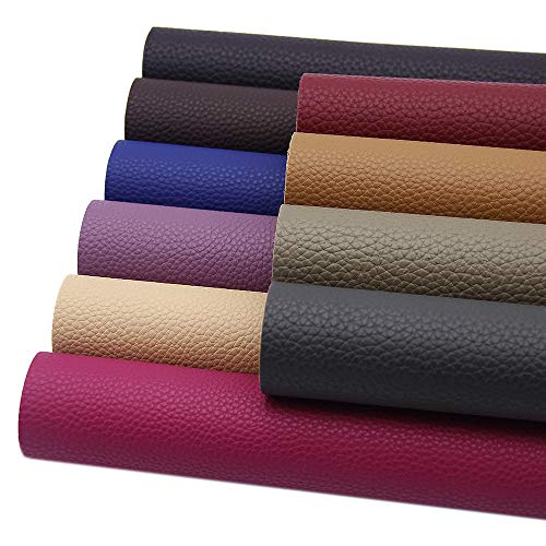 (Dark Color Leahter) - David Angie 10 Pcs Solid PU Synthetic Leather Canvas Back 8" x 13" (20cm x 34cm) Perfect for Making Hair Bow Wallet Handbags Dressing Sewing Crafting DIY Projects (Dark Colour Leahter)