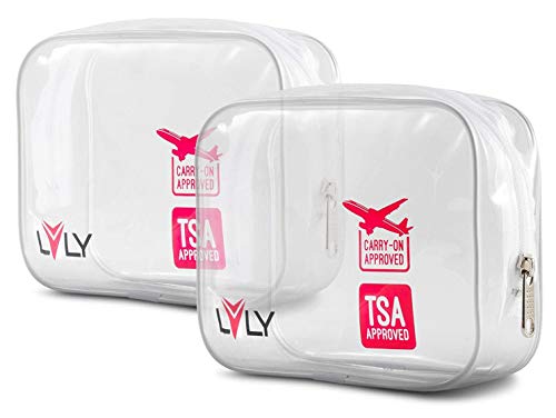TSA Approved Quart Size Toiletry Bag - Clear for Travel Size Toiletries Shaving Kit or Makeup and Cosmetic Accessories - For Women or Men by LVLY