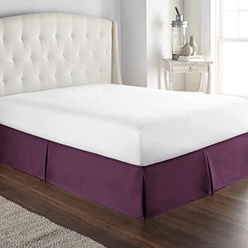 HC Collection Purple California King Bed Skirt - Dust Ruffle w/ 14 Inch Drop - Tailored, Wrinkle & Fade Resistant…
