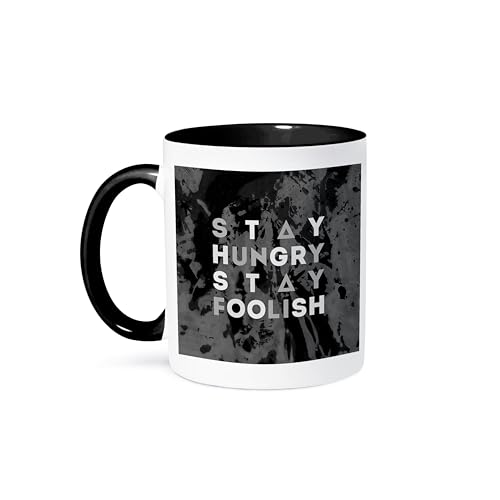 3dRose Coffee Mug, Size - 11oz - Stay Hungry. Stay Foolish Dark van Eijk - Text Quotes - funny coffee cup gift
