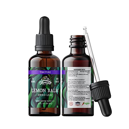 FLORIDA HERBS Lemon Balm Tincture - Organic Lemons Drops - Dried Lemon Balm Made in USA - Non-GMO - Lemon Balm Extract 2 Fl. Oz
