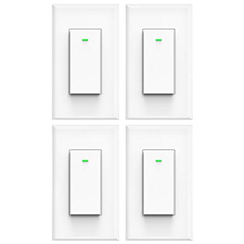 Smart Switch, WiFi Light Switch in-Wall Wireless Compatible with Amazon Alexa and Google Home, Timing Function, Suit for 1/2/3/4 Gang Switch Box, Neutral Wire Require Micmi, Smart Switch (4pack)