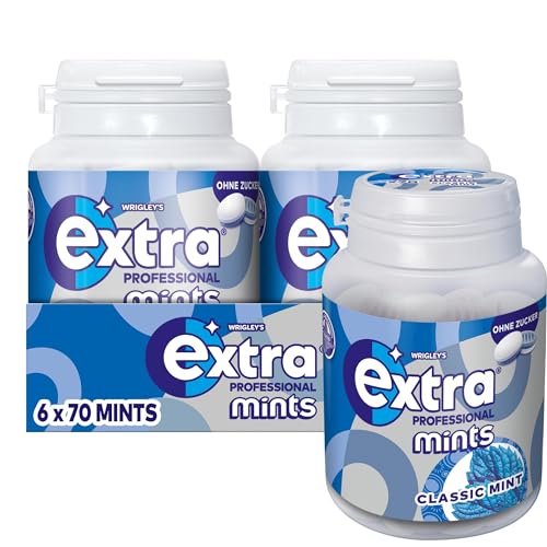 Extra Professional Classic Mint, Zuckerfreie Lutschpastillen, Multipack mit 6x70 Lutschpastillen, Für frischen Atem