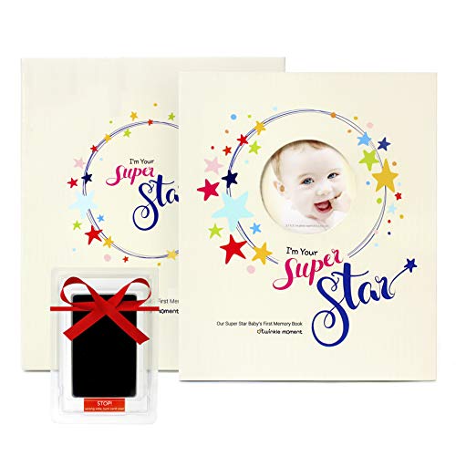 First-five Year Baby Memory Book +Ink pad Set- Record Monthly Milestone Books Newborn Girl, boy & Gifts for Baby Shower- 4X6 Photo Cute Album Journal