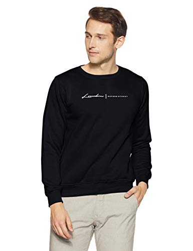 Qube by Fort Collins Men's Cotton Round Neck Sweat Shirt (929241 SMU_Black_M_Black_M)