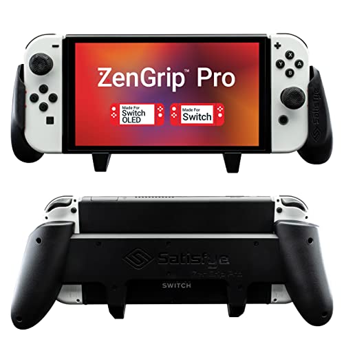 Satisfye ZenGrip Pro, a Switch Grip Compatible with Nintendo Switch - Comfortable & Ergonomic Grip, Joy Con & Switch Control. #1 Switch Accessories Designed for Gamers. BONUS: 2 Thumbsticks| Black