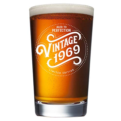 Cabtick 53rd Birthday Gifts for Men Women - 1969 Vintage 16 oz Beer Pint Glass - 53 Year Old Gifts - Funny Gag 53rd Birthday Gifts Ideas Decorations for Men Dad Mom Husband Wife Turning 53