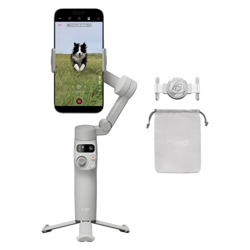 DJI Osmo Mobile 7 Gimbal Stabilizer for iPhone, Android, Built-in Tripod, Ultra-Light, Comfortable Grip, 3-Axis Phone Gimbal, ActiveTrack 7.0, ShotGuides, One-Tap Edit, 10hrs Use, Phone Charging