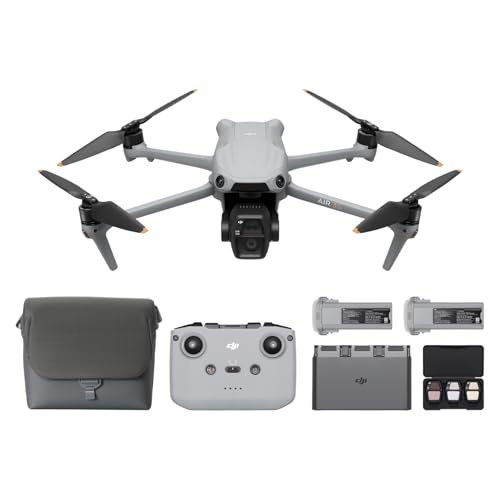 DJI Air 3S Fly More Combo (RC-N3), Drone with 1" CMOS Wide-Angle & Medium Tele Camera, 4K/60fps HDR Video, Nightscape Omnidirectional Obstacle Sensing & 3 Batteries for Extended Flight Time