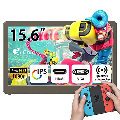 GeChic 1503E 15.6" FHD 1080p Portable Monitor with HDMI, VGA Input, USB Powered, Ultralight Weight, Built-in Speakers