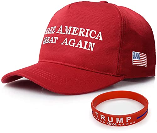 Sumyer MAGA Trump Hat, Donald Trump Cap, Keep American Great Trump 2024 Hat with Wristband (MAGA-Red)(Size:L)