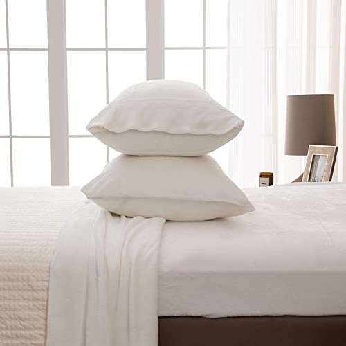 Extra Soft Cozy Velvet Plush Sheet Set. Deluxe Bed Sheets with Deep Pockets. Velvet Luxe Collection (Queen, White)