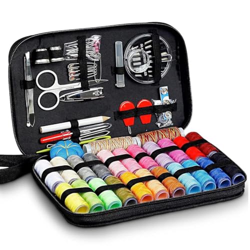 ELEPHANTBOAT® 98 PCS Sewing Kit, Portable Sewing kit Box Sewing Supplies Accessories with 24Pcs Thread Spools, Scissors, Thread Needles ,Tape Measure for DIY, Adults,Beginners,Emergency,Travel,Home
