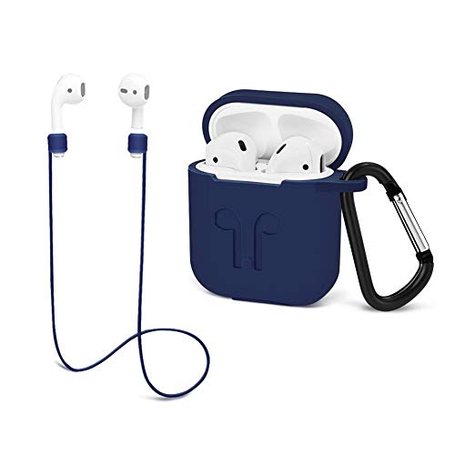 Airpods Protective case with Strap Silicone Cover Keychain Strap for Apple Airpod Accessories - Luxury Blue by GIM