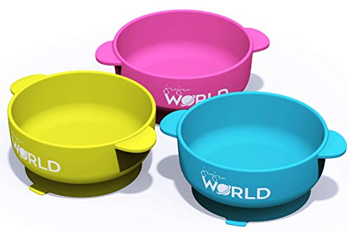 Juju World 3 Baby Bowls with High Suction Base Set - Great for Feeding Kids & Toddlers - Fridge, Microwave & Dishwasher Compatible - Eco-Friendly, BPA Free Silicone
