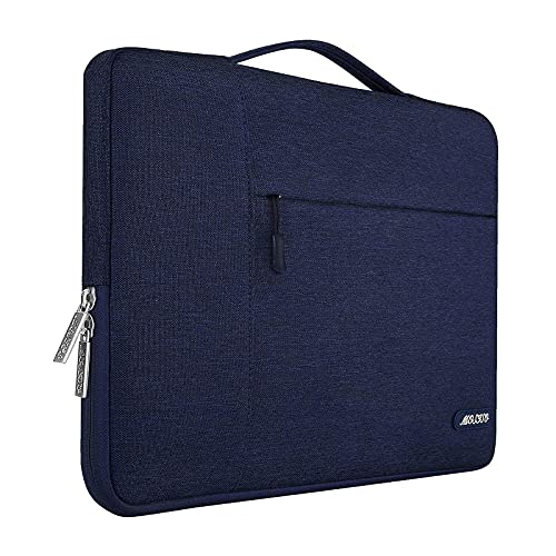 MOSISO Laptop Sleeve Compatible with 13-13.3 inch MacBook Air MacBook Pro Notebook Computer Polyester Multifunctional Briefcase Handbag Carrying Case Cover Bag Navy Blue