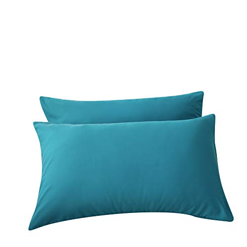 LS2 LS Pillowcases Teal Queen Size Pack of 2 Machine Washable Stain, Fade and Dust Mites Resistant