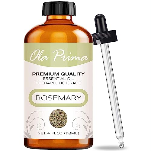 Ola Prima 4oz - Premium Quality Rosemary Essential Oil (4 Ounce Bottle with Dropper) Therapeutic Grade Rosemary Oil